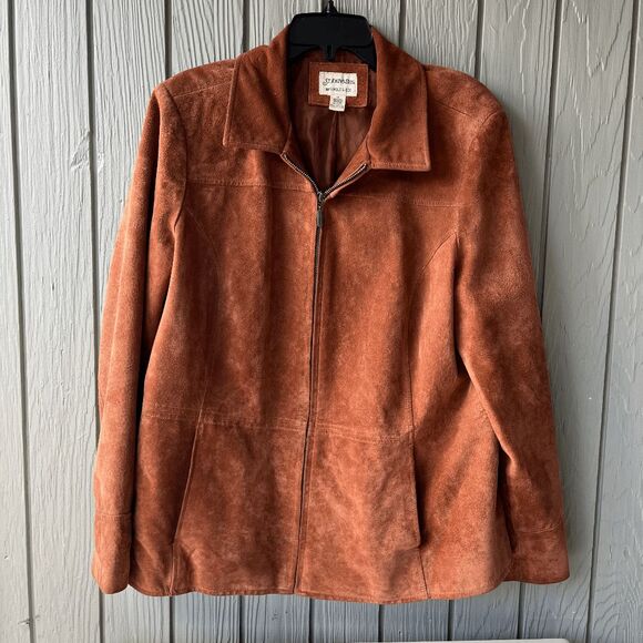 VTG St. John’s Bay Washable Suede Jacket Rust Brown Zip Front XL - Picture 11 of 15